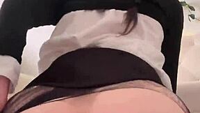 petite wednesday addams big round ass bouncing on a big dildo