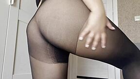Step Sister in Transparent Pantyhose Without Panties
