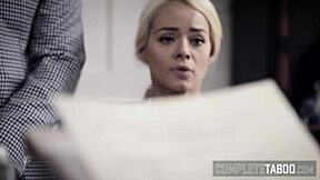 Fetish teen 18+ sub in threeway gets spermed by milf and monster cock