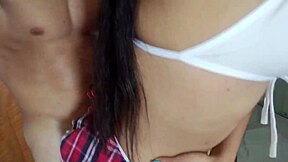 Did this Colombian student earn her spot with the director's huge cock?