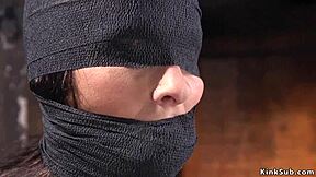 Hairy Pussy Beauty Caned in Hogtie!