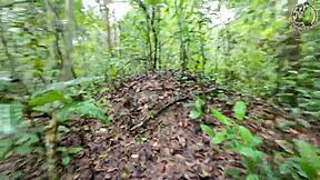 Thai Girl Collecting Mushrooms in Forest Suddenly Needs to Pee with Thai Sound in 4K