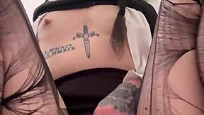 petite wednesday addams big round ass bouncing on a big dildo