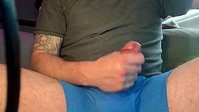 solo stroking session leading to intense cumshot