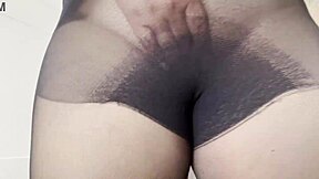 Step Sister in Transparent Pantyhose Without Panties