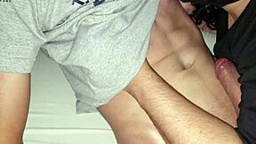 homemade husband sharing wife sucking two cocks in mmf with monster white cock