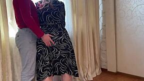 Stepson Successfully Persuades Mature Stepmom to Blowjob and Anal Sex