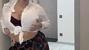 A neighbor with natural tits came to your room what are you going to do with her