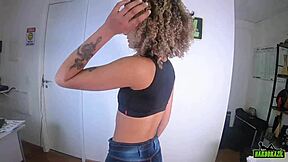 behind the cameras of 18-year-old debut fran oliver in lingerie kissing and sex