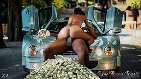 i spotted a badass redbone woman alongside a badass hypercar, both turning heads with their impressive presence