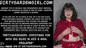 dirtygardengirl christmas fun with big dildo in ass and anal prolapse