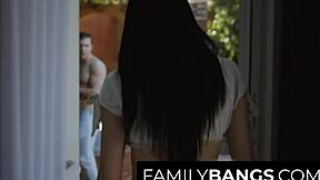 Brunette Girl Crushes On Fit Stepbro