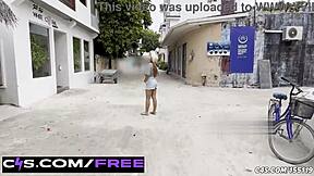 teen marina loses control while walking and wets her jeans