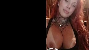 Does The Horny Redhead Tease Fans With Her Pink Tits?