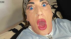 Destroying and sucking my giant dildo