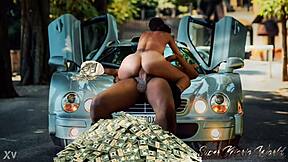 i spotted a badass redbone woman alongside a badass hypercar, both turning heads with their impressive presence