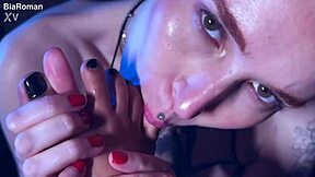 naughty feet were made to lick in this bdsm bondage session with brunette goddess dominating redhead submissive.