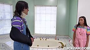 Stepdad Donnie Teaches Amber To Stroke Cocks