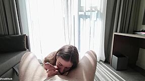 Giving Sensual Morning Blowjob In Hotel Room For Perfect Vacation