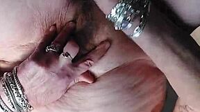 Granny uses dildo and cucumber in hairy pussy