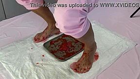 Peeing In Strawberries And Trampling Them With My Beautiful Feet