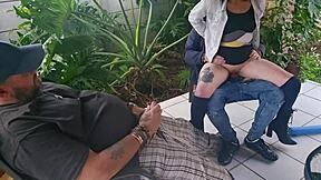 my cuckold freind fucks my wife whiel i jerk off and cum on them