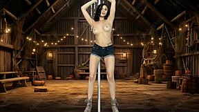 ariana marie pole dances and strips to country music in barn