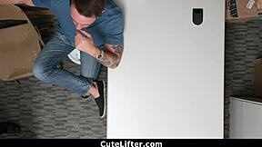 Shoplifter teen caught and punished in front of boyfriend