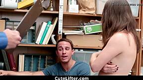 Shoplifter teen caught and punished in front of boyfriend