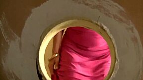 Latina veronica avluv sucks cock through glory hole while masturbating.