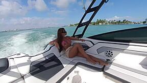Bikini tease on boat with flashing and teasing.
