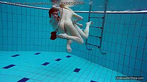 Two hot lesbians kiss and lick in pool underwater sex