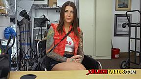 Watch this brunette tattooed girl suck that deep black cock