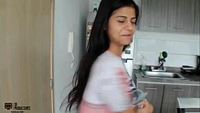 Romantic morning with brunette stepsister ends nicely