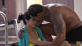 In her big house, teen girl Madelina Dee enjoys black on white sex with her coach