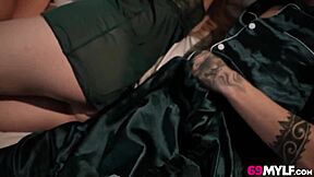 milfs bonding over the bed in reality setting