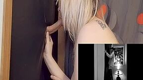 sucking big cock at gloryhole, deepthroat and swallow!