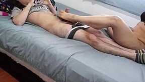 daniella gives a hot handjob while hiding from daniel