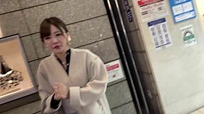 Beautiful asian babe with e-cup tits rides hard until she cums intensely