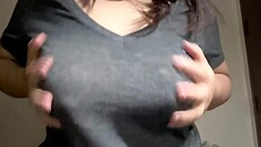 hot indian step-sister plays big boobs shows sex video to step-brother solo