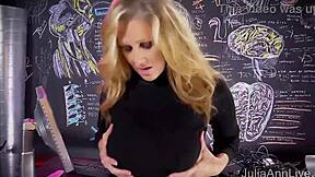 Slutty Julia Ann Rubs Her Big Clit to Intense Orgasm in Lingerie