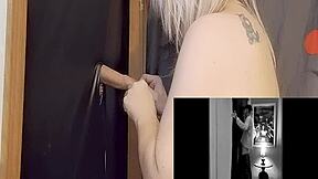 sucking big cock at gloryhole, deepthroat and swallow!