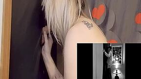 sucking big cock at gloryhole, deepthroat and swallow!