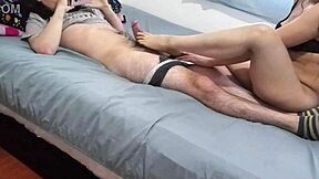 daniella gives a hot handjob while hiding from daniel