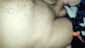 Wife gives deep throat blowjob while fingering ass