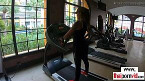 Busty thai teen relaxes emotionally on big cock post-workout