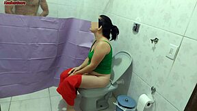 Stepmom spies on stepson bathing!