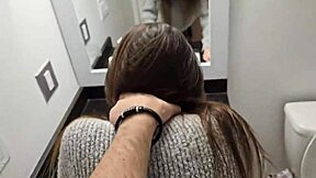 petite girl moans with intense pleasure in toilet