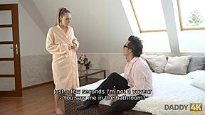 Mature Stepdad Seduces Blond Girlfriend Emotionally