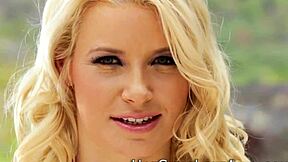 Blonde Toys Newbie's Ass With Fingers And Toys Outdoors In High Heels